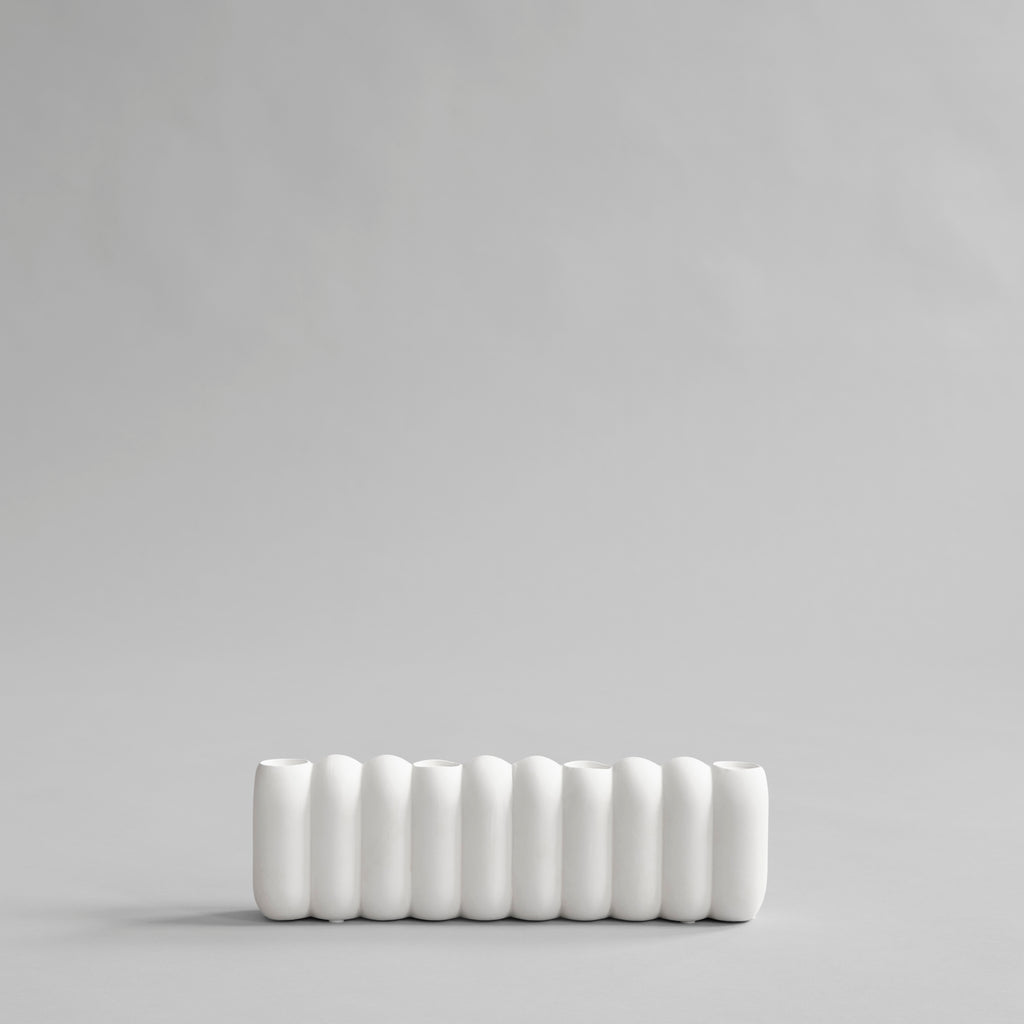 Tube Candle Holder, Big - Bone  White