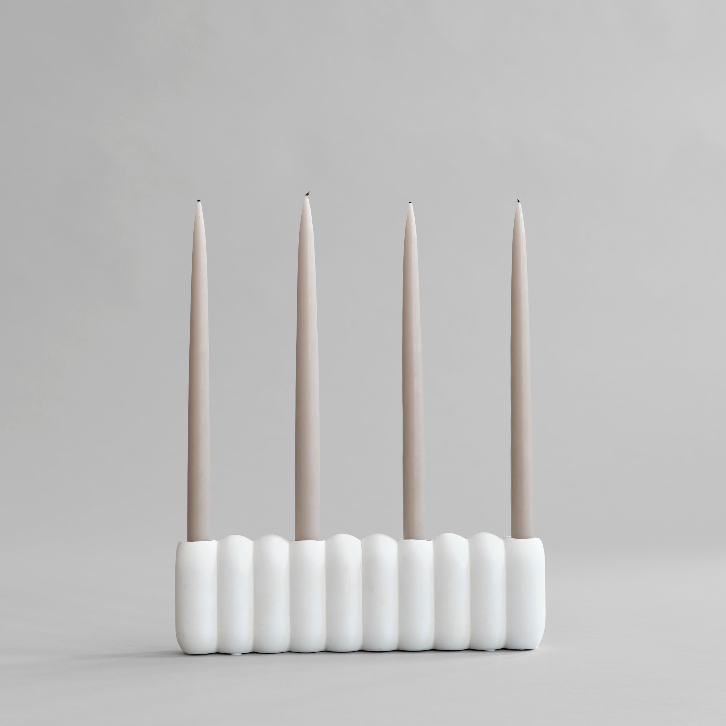 Tube Candle Holder, Big - Bone  White