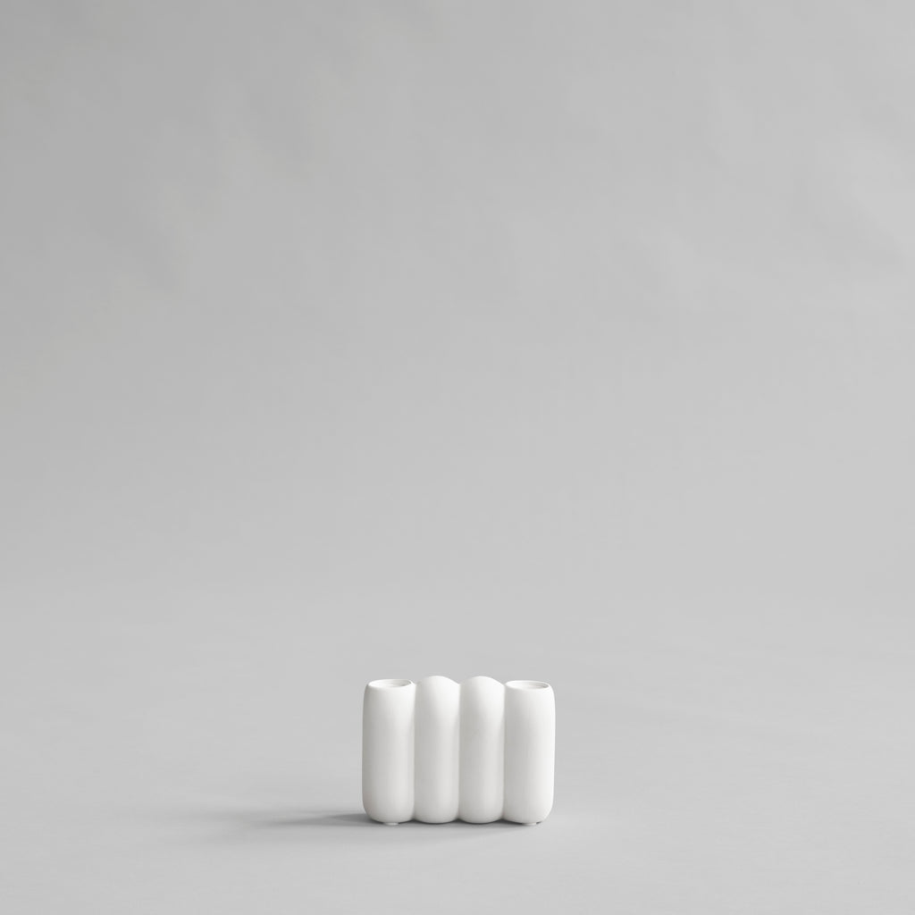 Tube Candle Holder, Mini - Bone  White