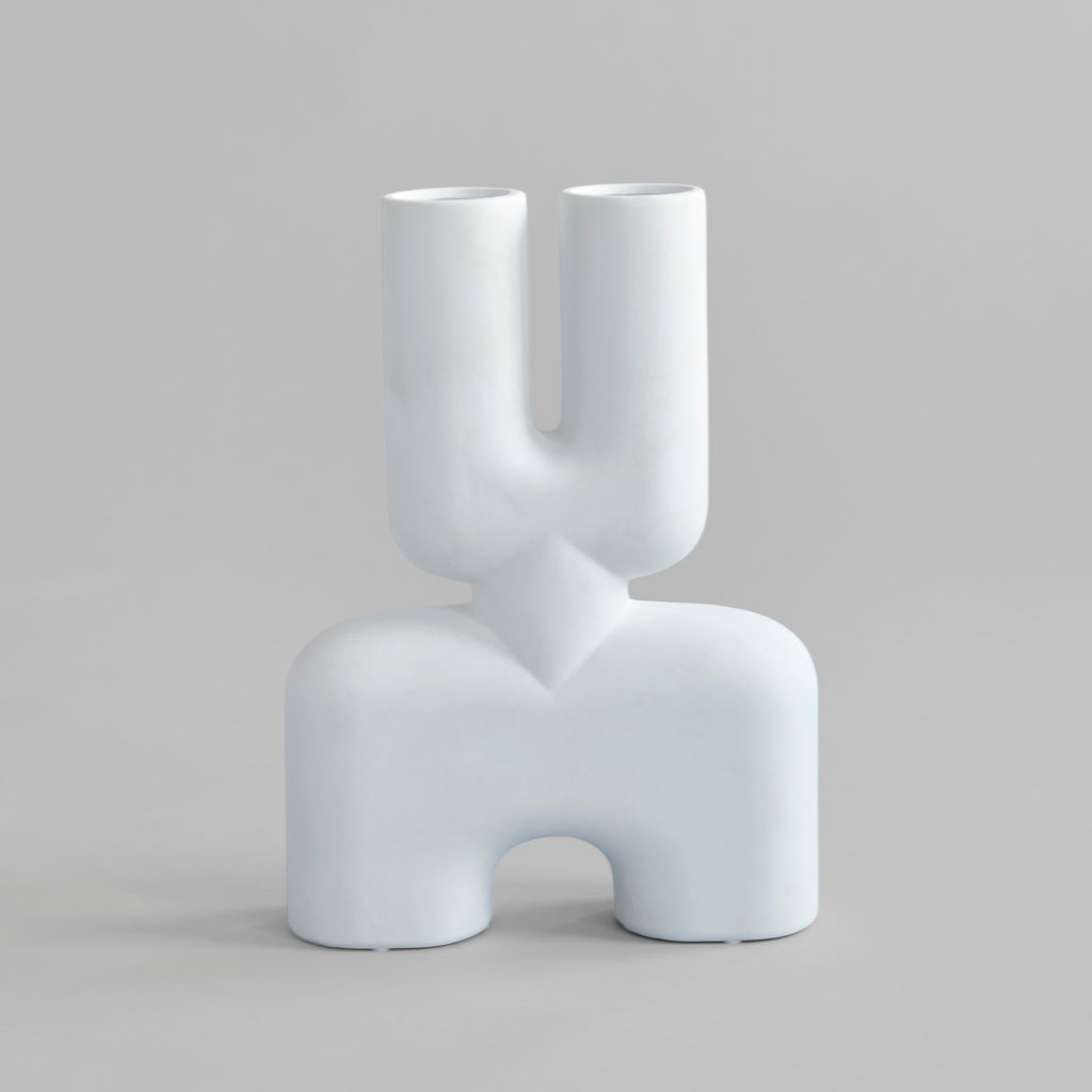 Cobra Vase Double, Medio - Bone  White
