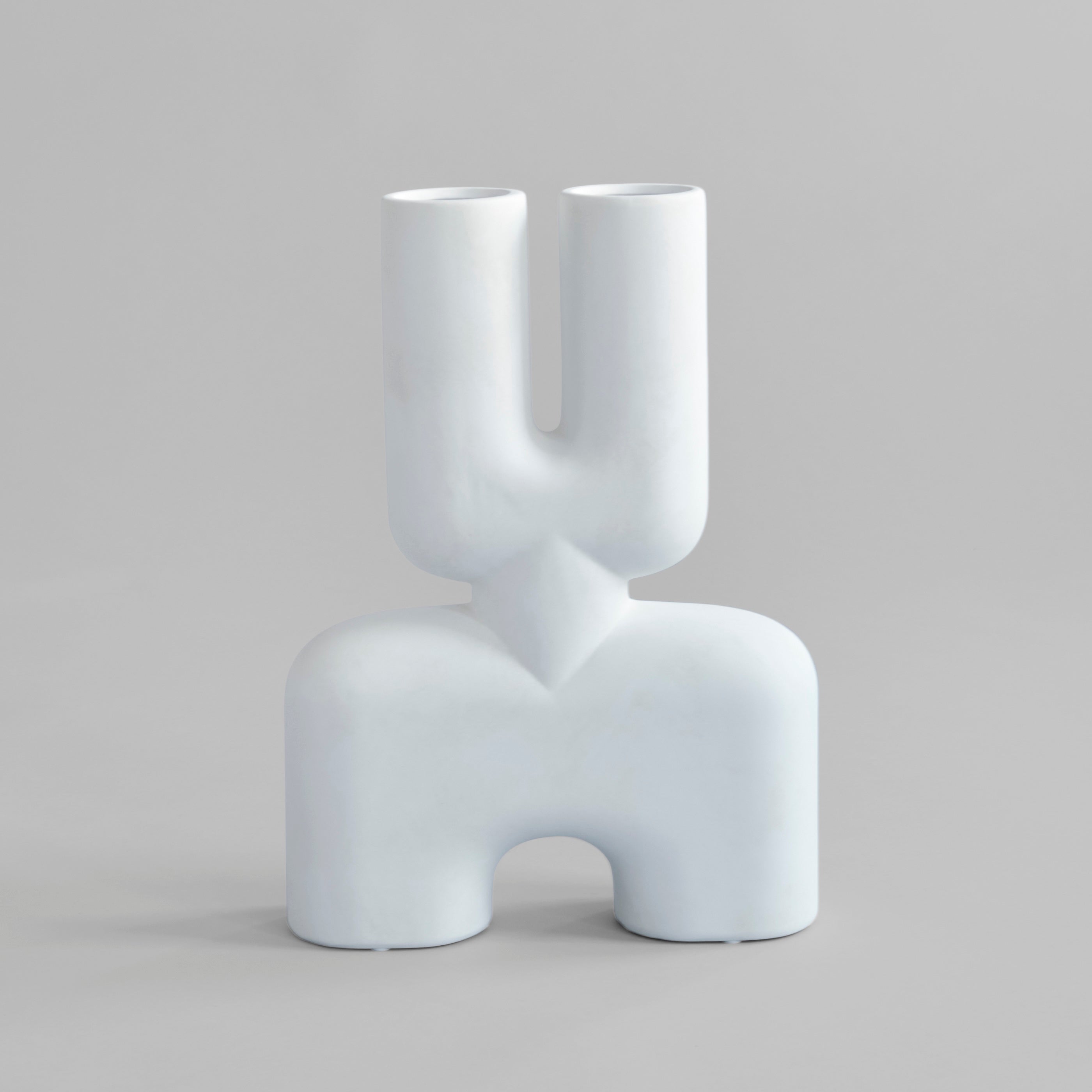 Cobra Vase Double, Medio - Bone  White