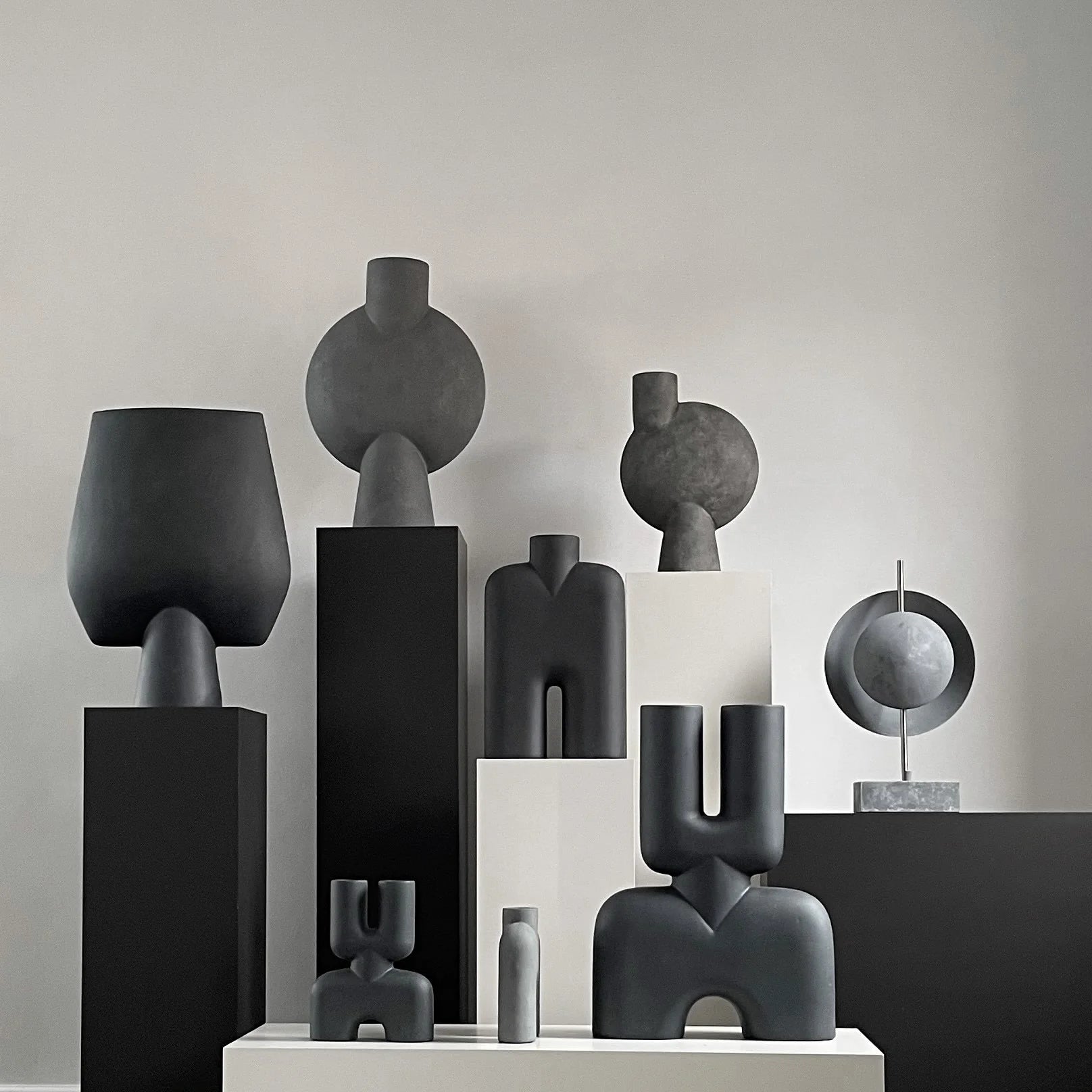 Cobra Vase Double, Hexa - Black