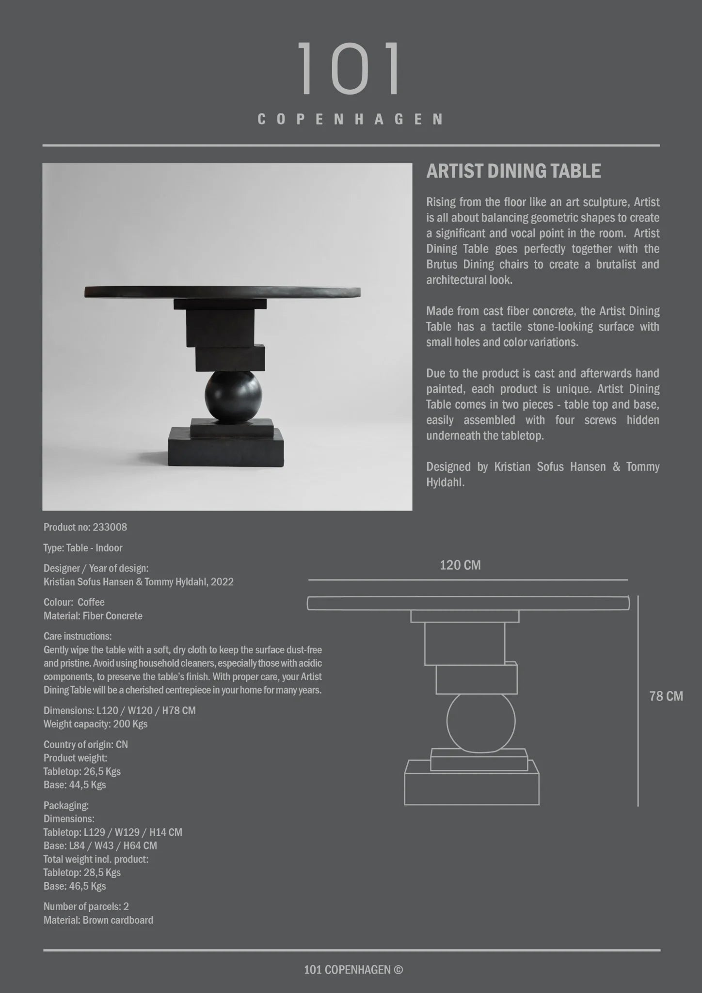 Artist Dining Table - Coffee