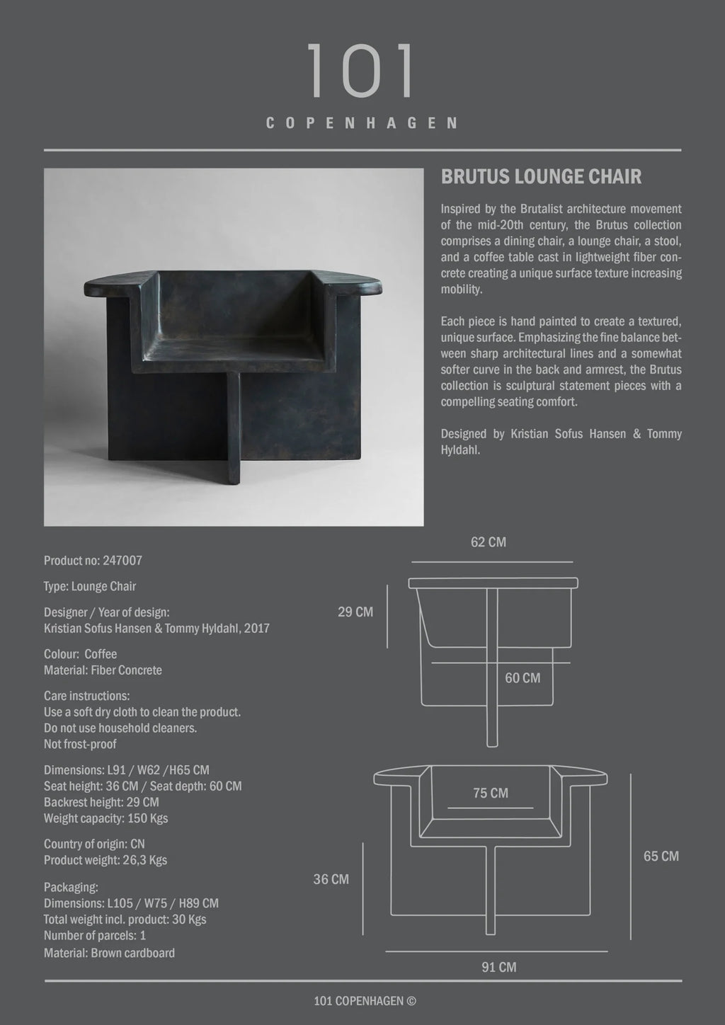 Brutus Lounge Chair - Coffee