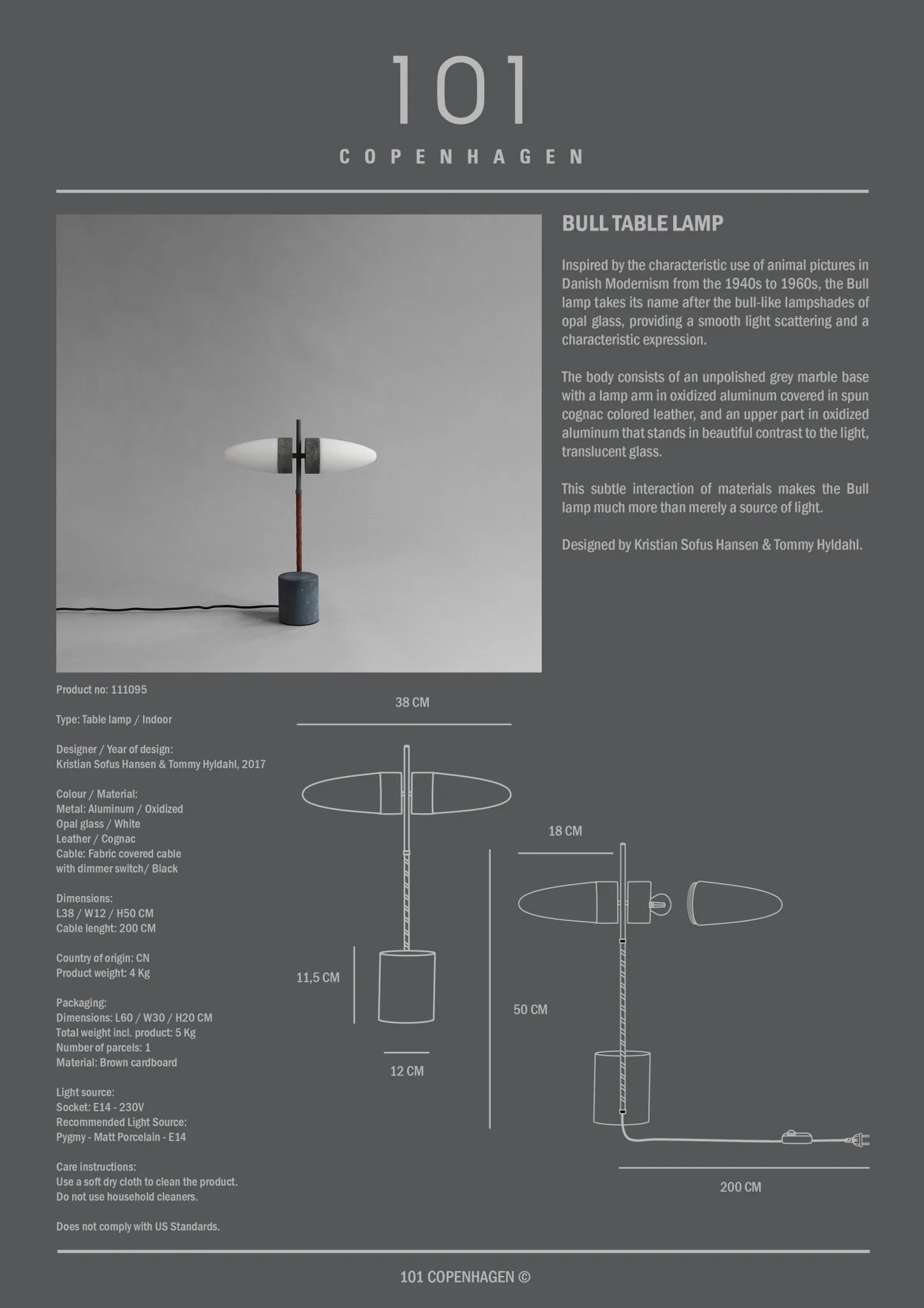 Bull Table Lamp - Oxidized