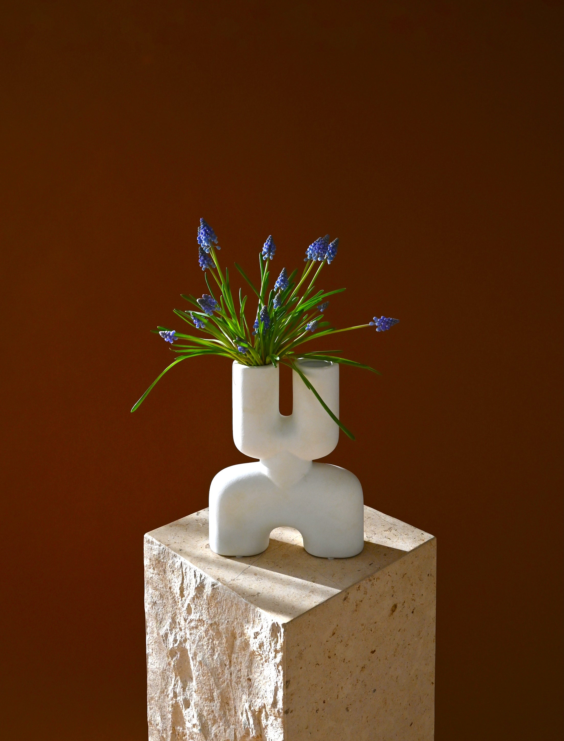 Cobra Vase Double, Mini - Bone  White