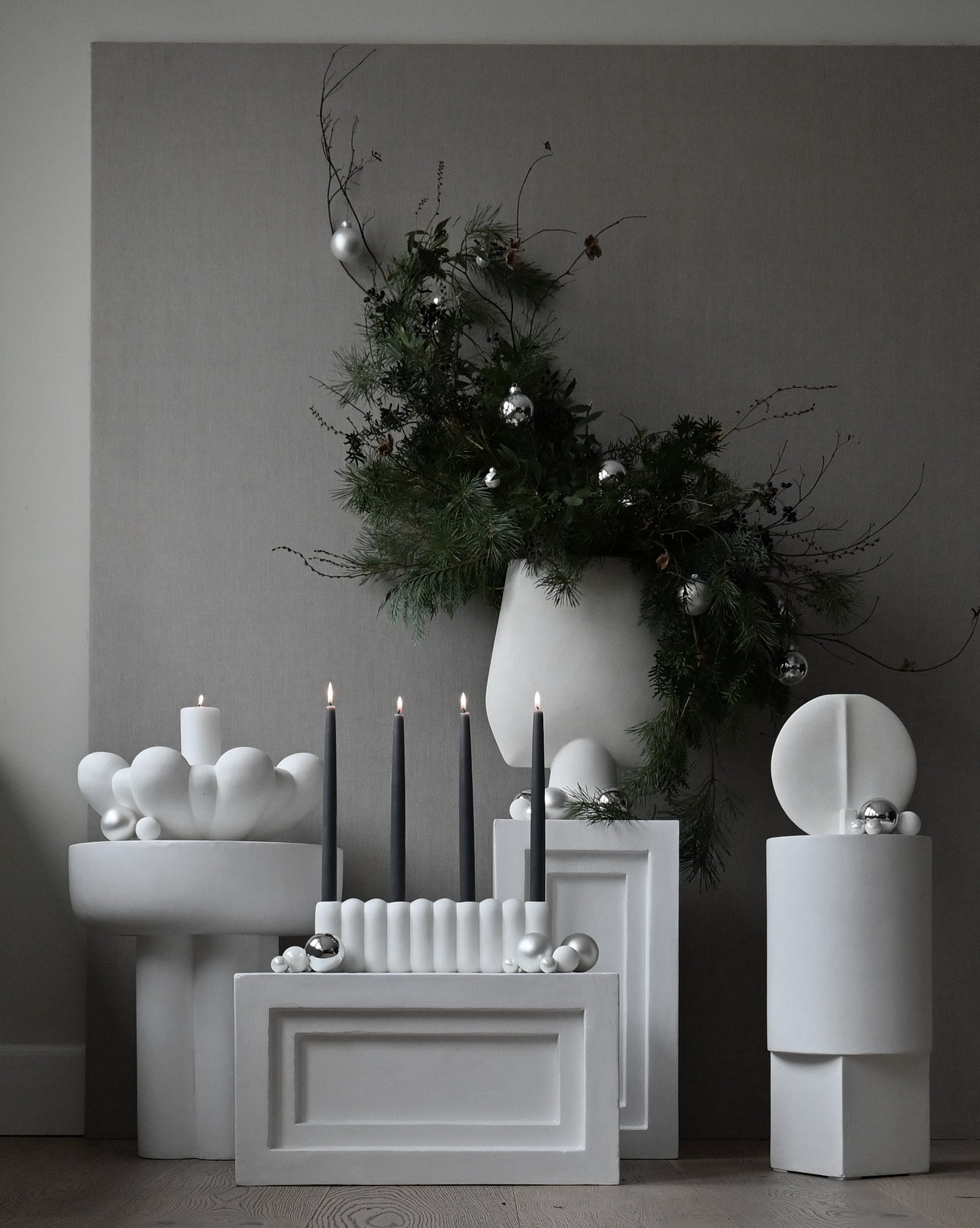 Tube Candle Holder, Big - Bone  White