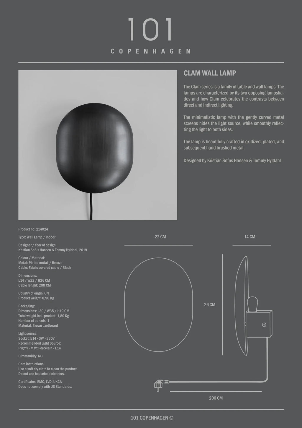 Clam Wall Lamp - Bronze