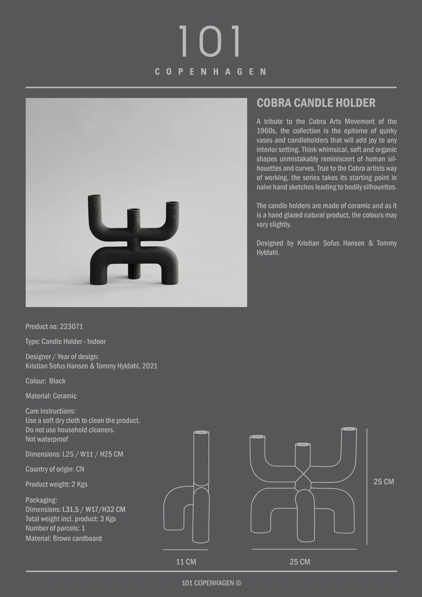 Cobra Candle Holder - Black