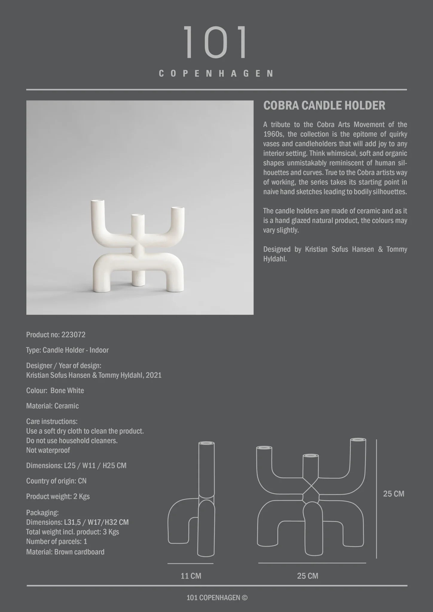 Cobra Candle Holder - Bone White