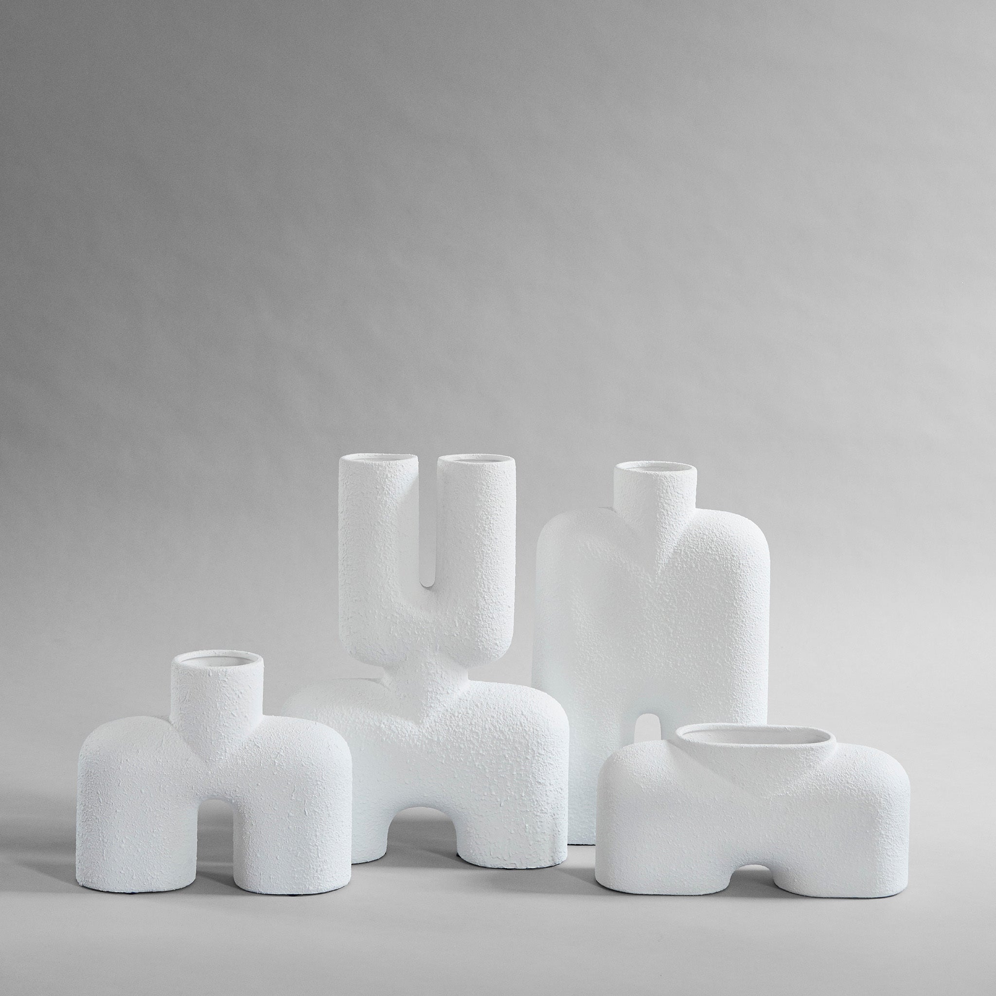 Cobra Vase Double, Medio - Bone  White
