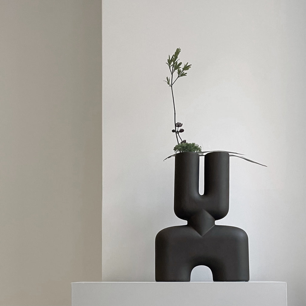 Cobra Vase Double, Medio - Black