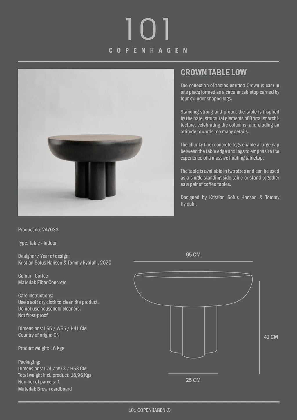 Crown Table, Low - Coffee