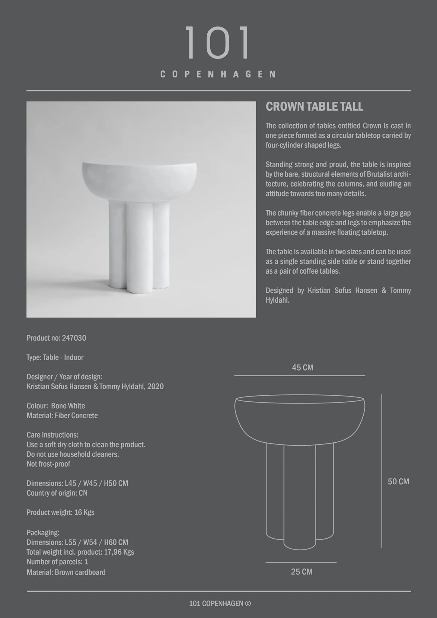 Crown Table, Tall - Bone White