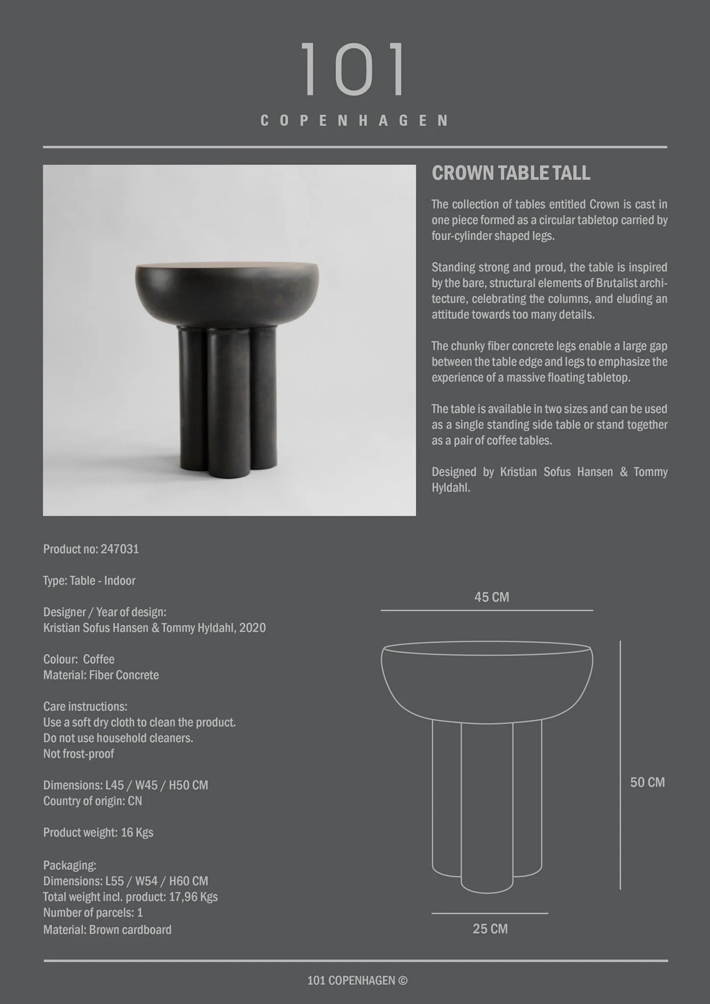Crown Table, Tall - Coffee