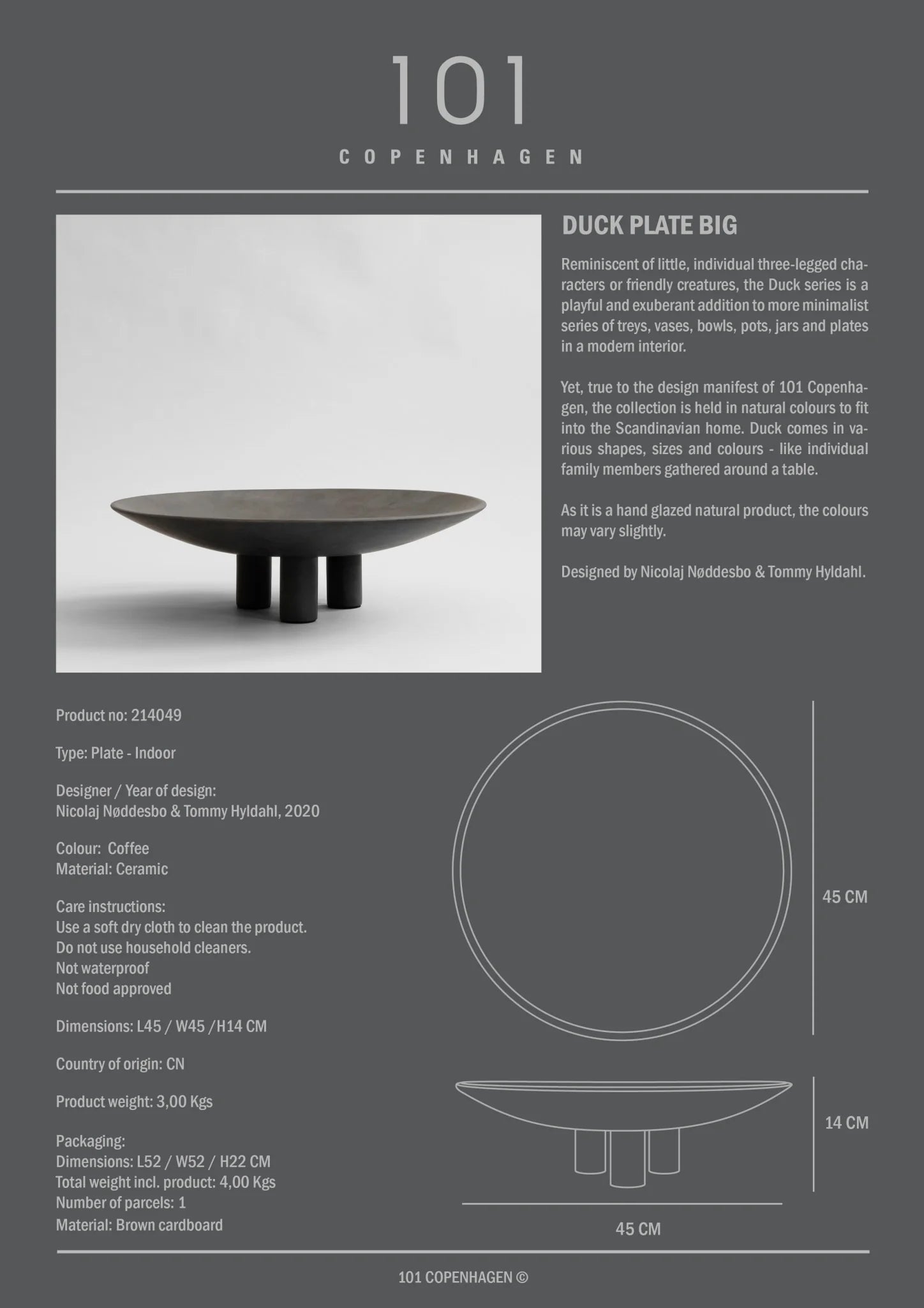 Duck Plate, Big - Coffee