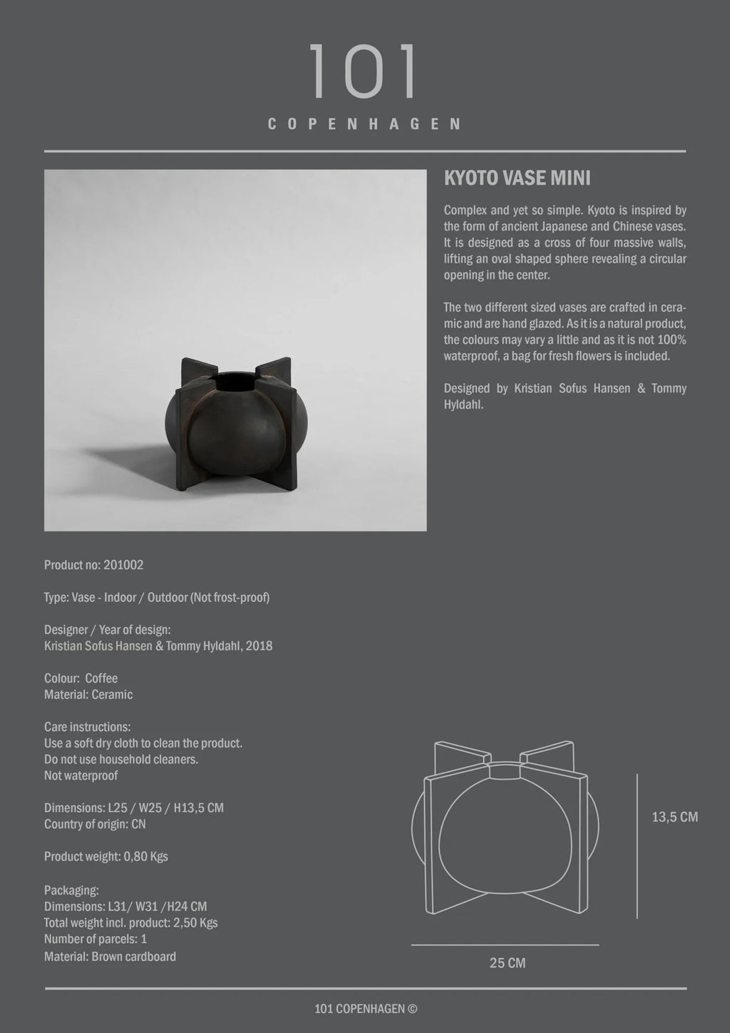 Kyoto Vase, Mini - Coffee