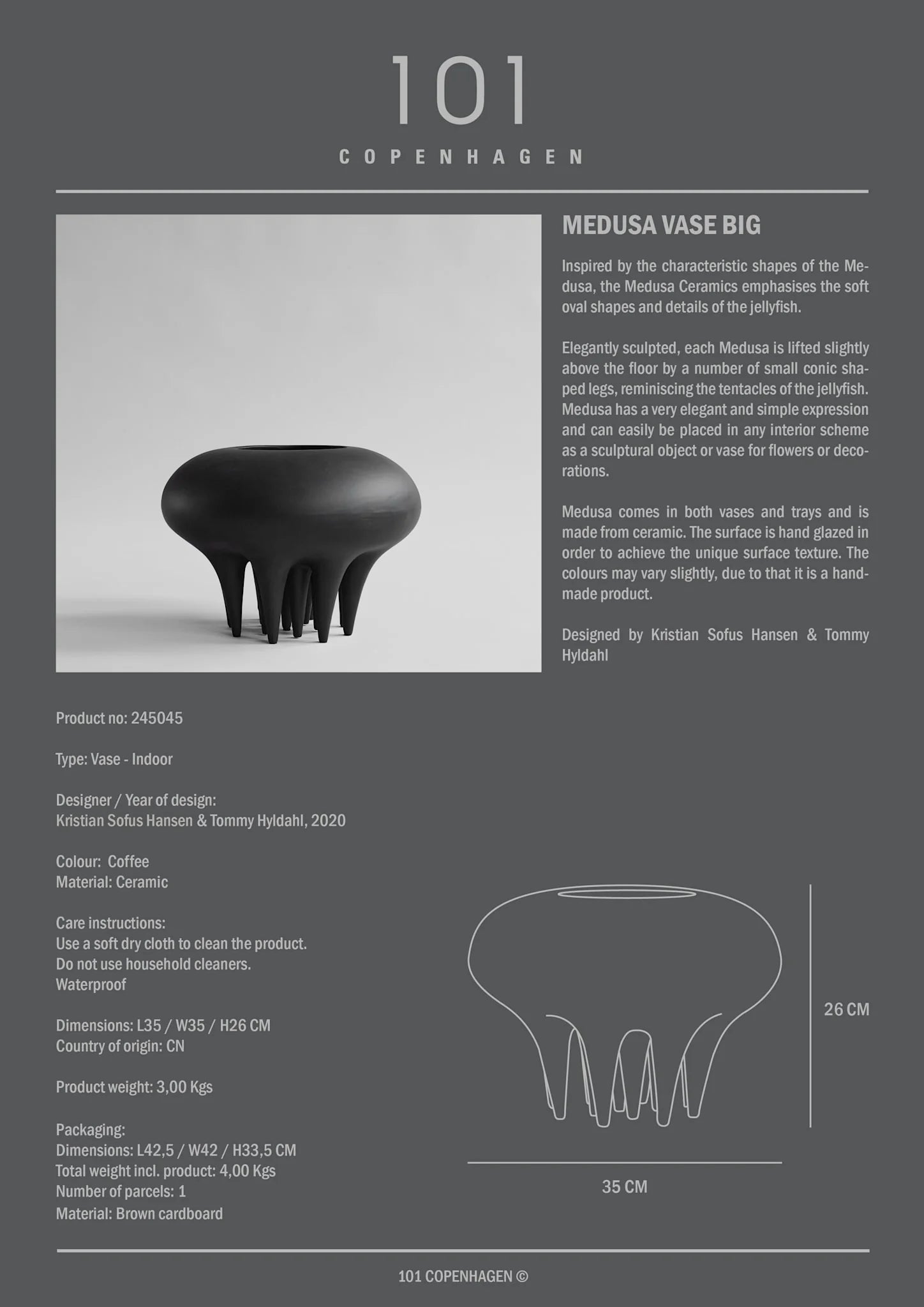Medusa Vase, Big - Coffee