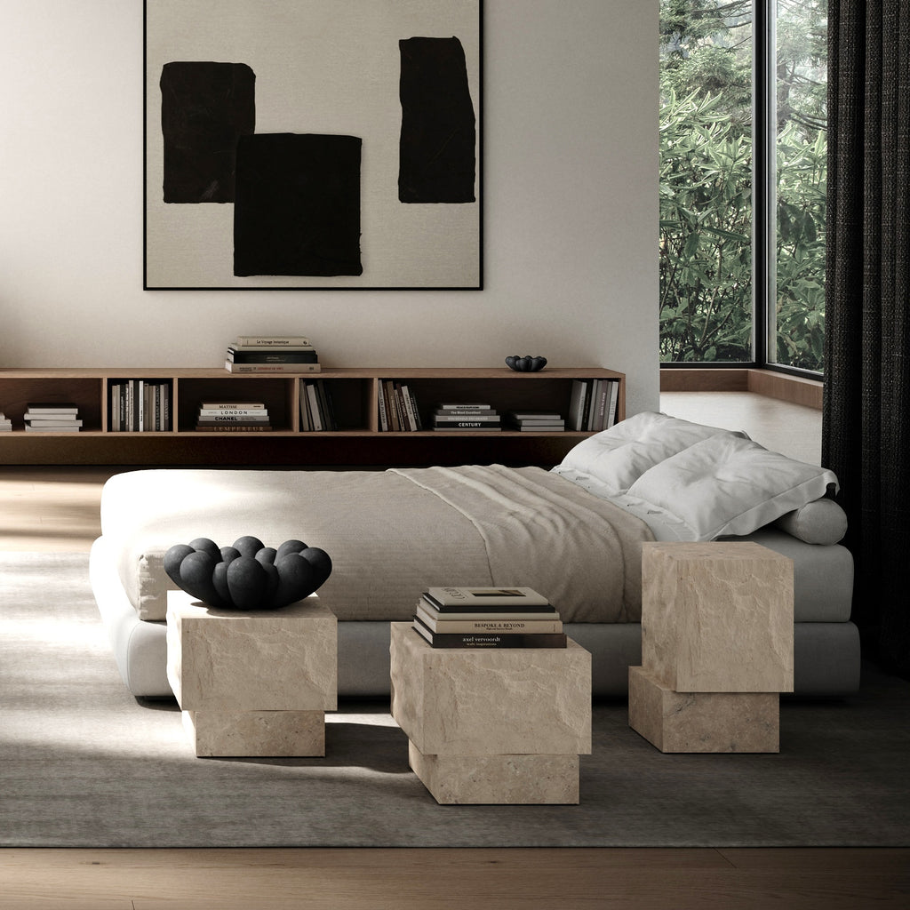 Temple Coffee Table, Low -  Limestone