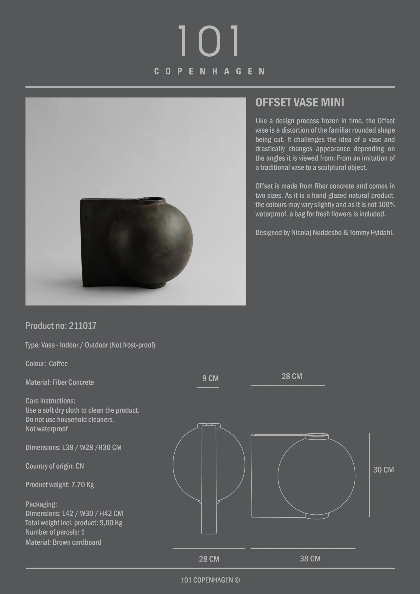 Offset Vase, Mini - Coffee