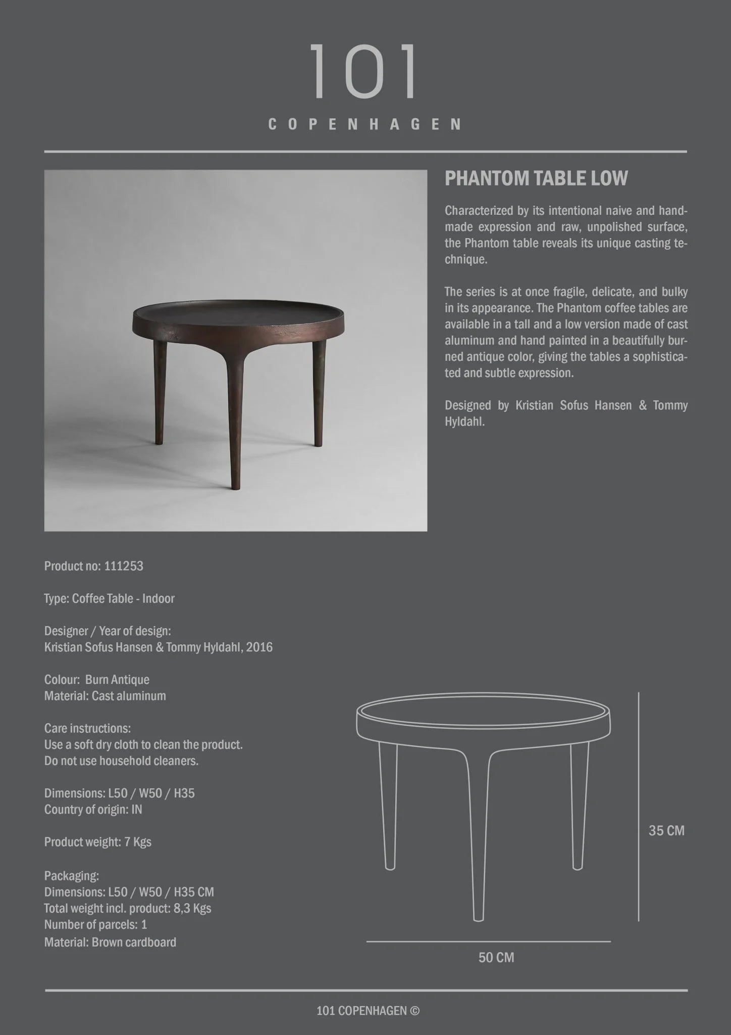 Phantom Table, Low -  Burn Antique