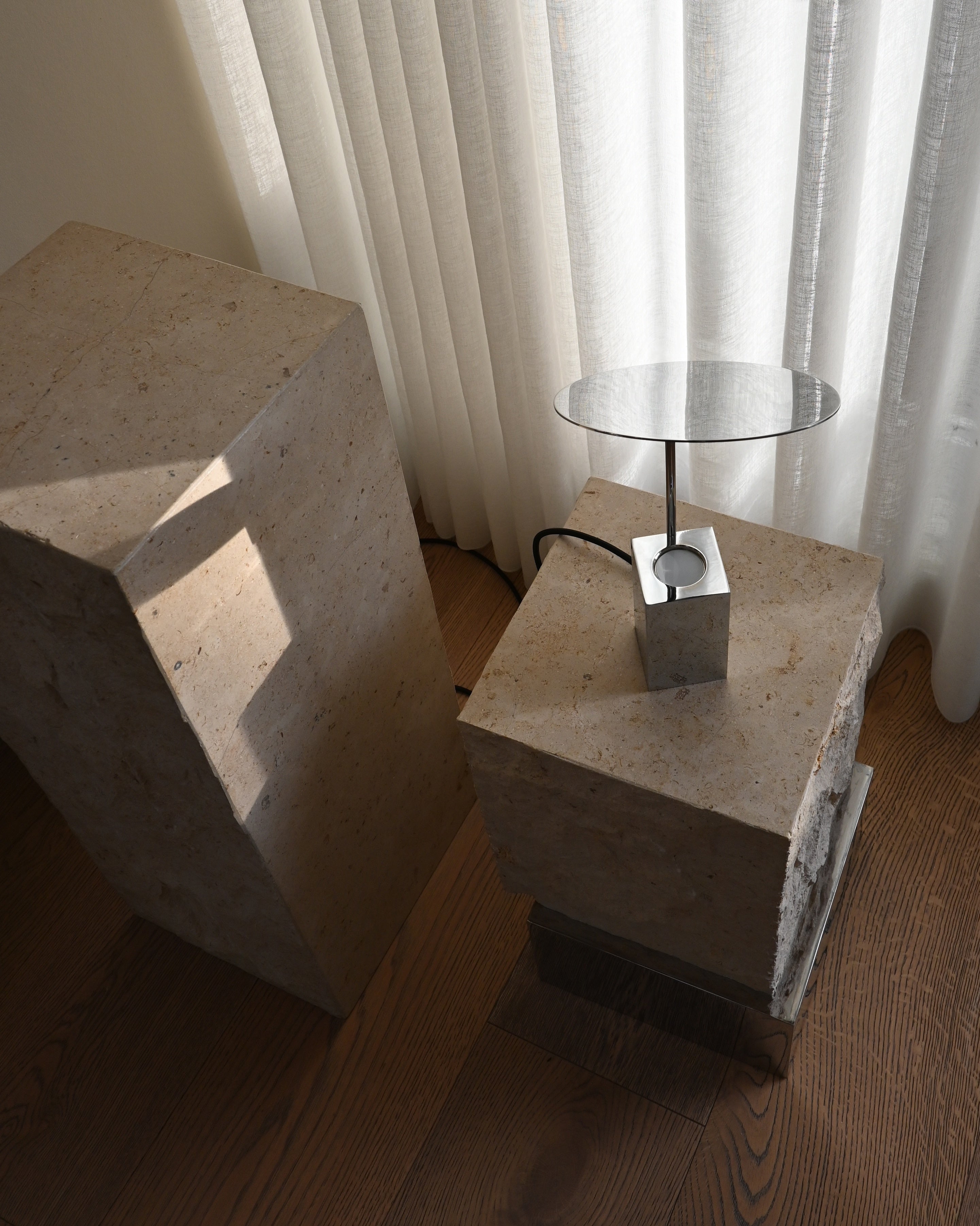Temple Coffee Table, Tall -  Limestone