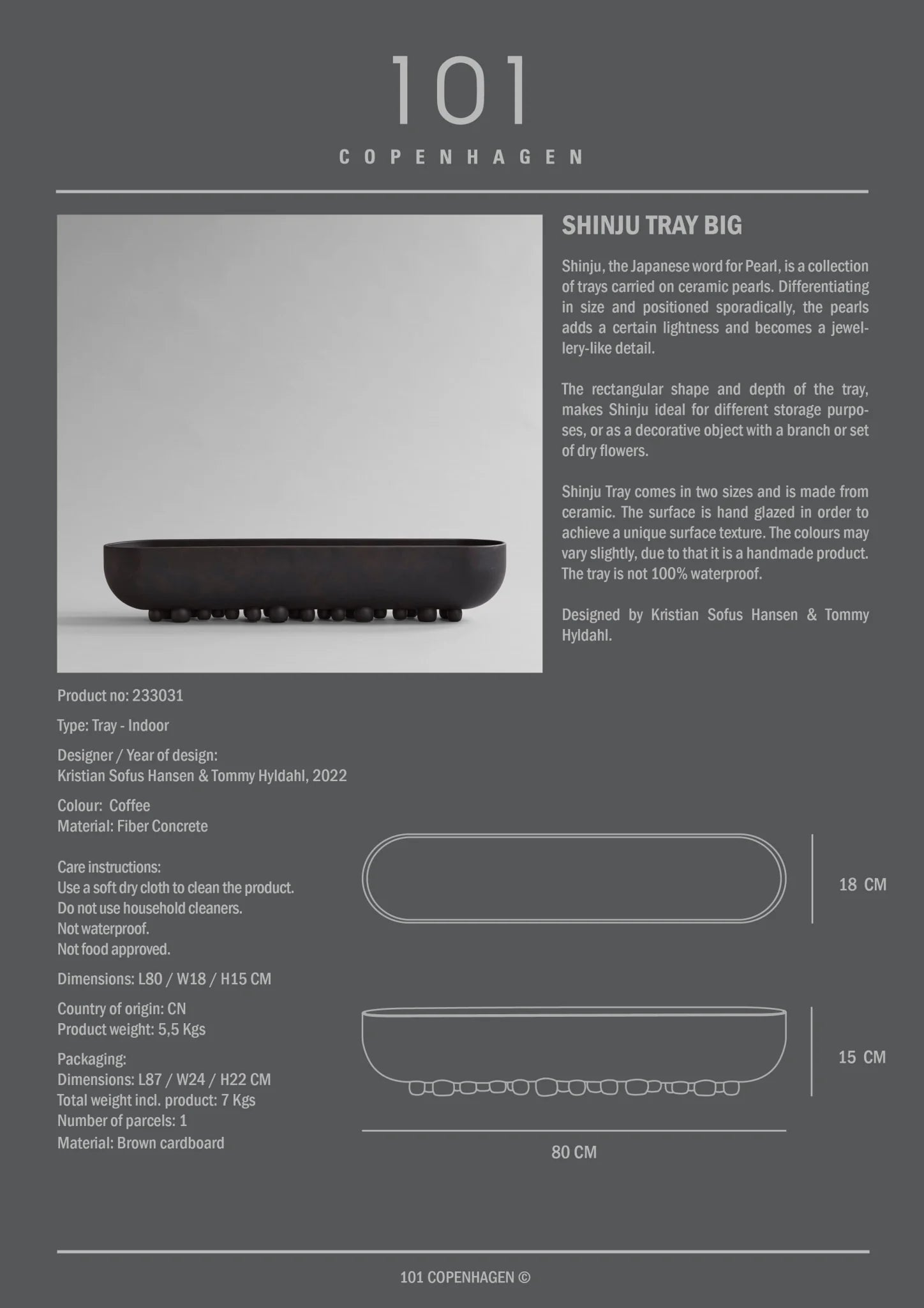 Shinju Tray, Big - Coffee