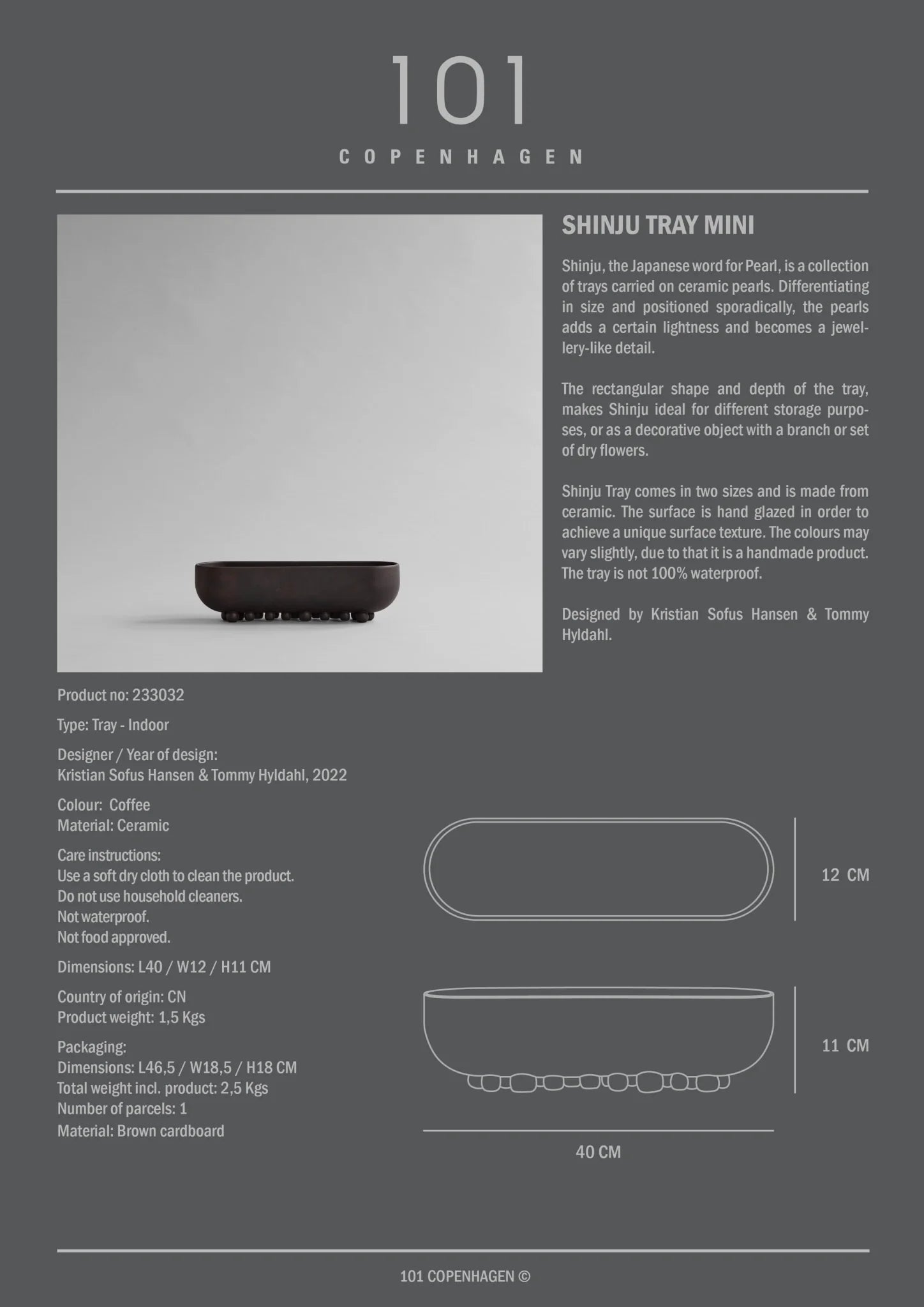 Shinju Tray, Mini - Coffee
