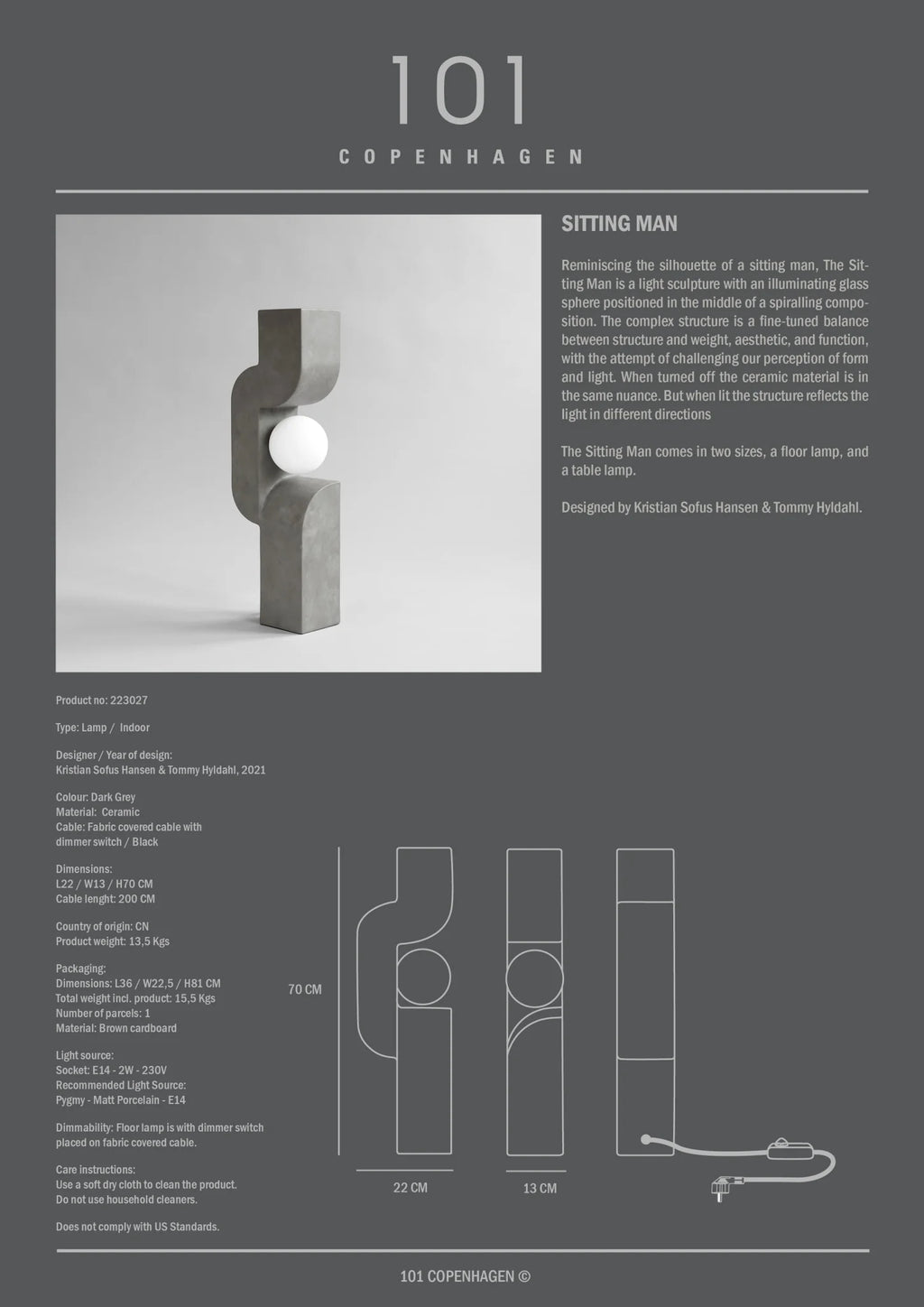 Sitting Man, Big - Dark Grey