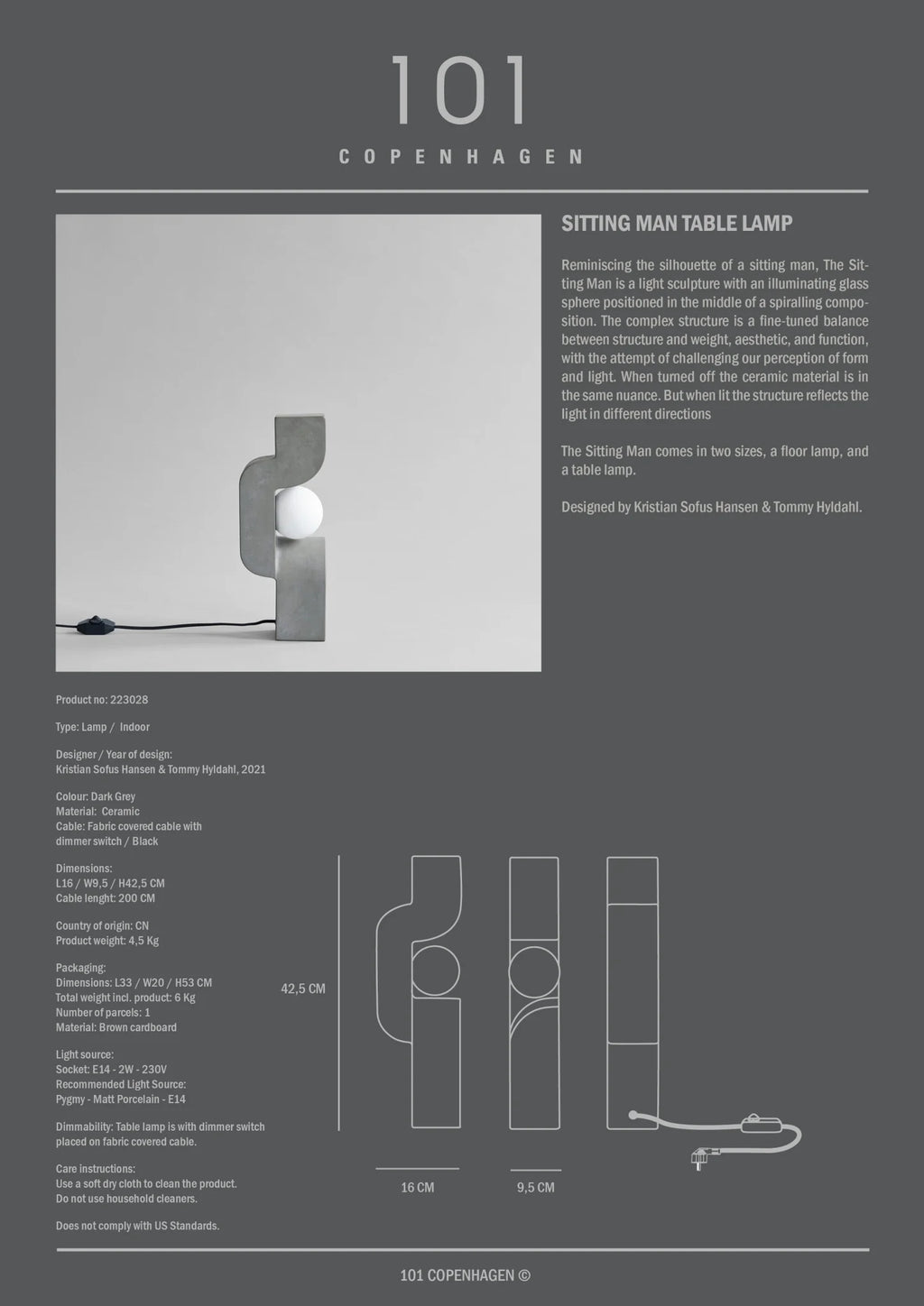 Sitting Man, Mini - Dark Grey