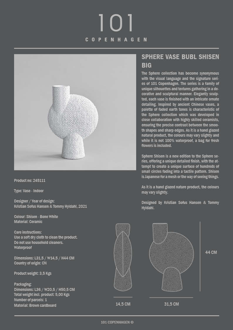 Sphere Vase Bubl Shisen, Big -  Bone White