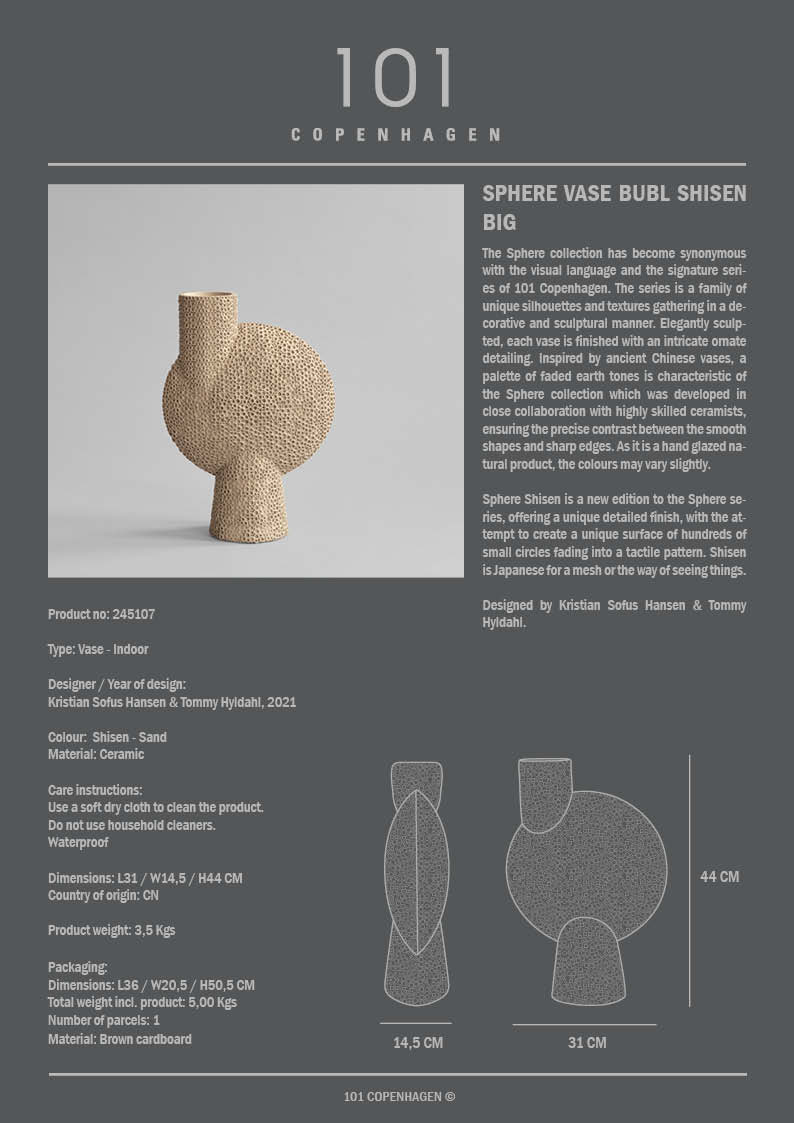 Sphere Vase Bubl Shisen, Big -  Sand