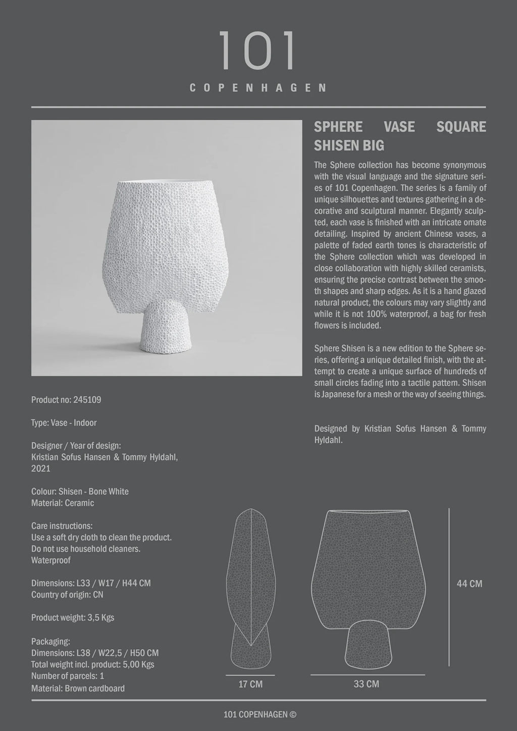 Sphere Vase Square Shisen, Big - Bone White