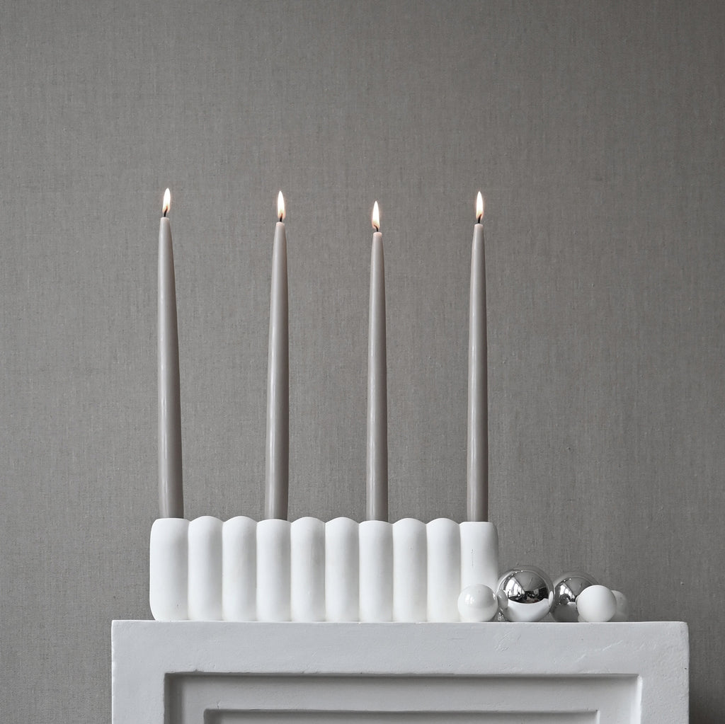Tube Candle Holder, Big - Bone  White
