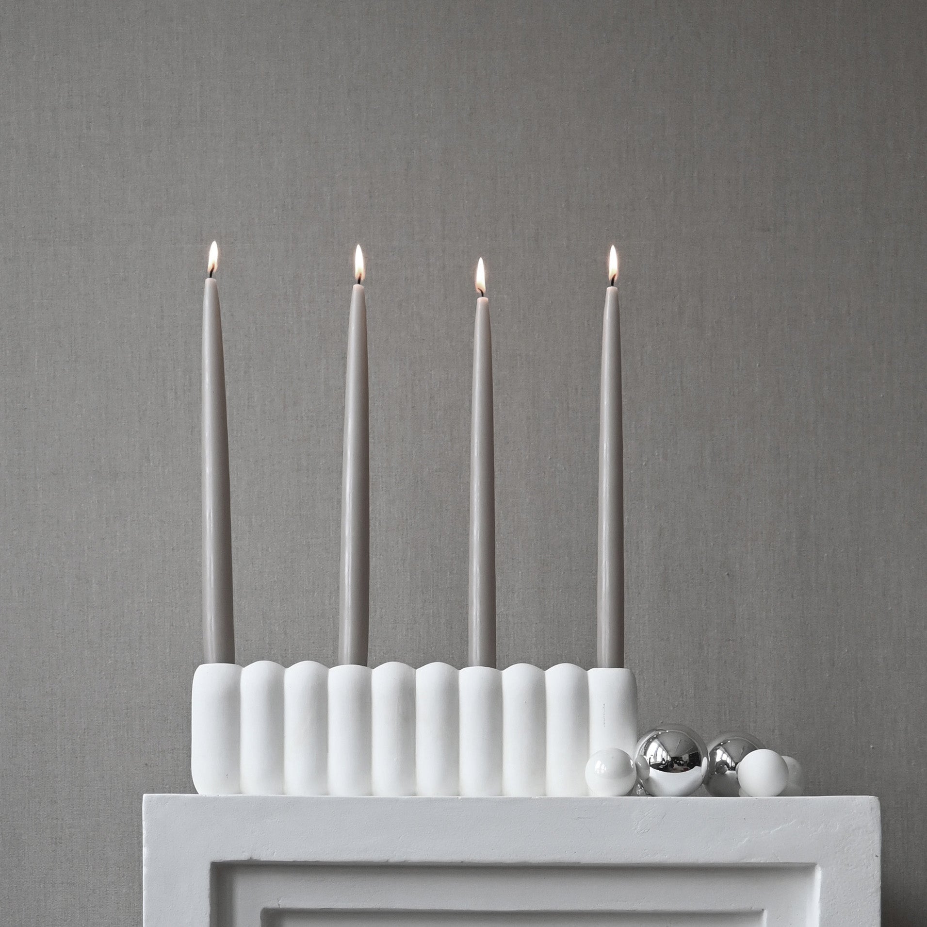 Tube Candle Holder, Big - Bone  White