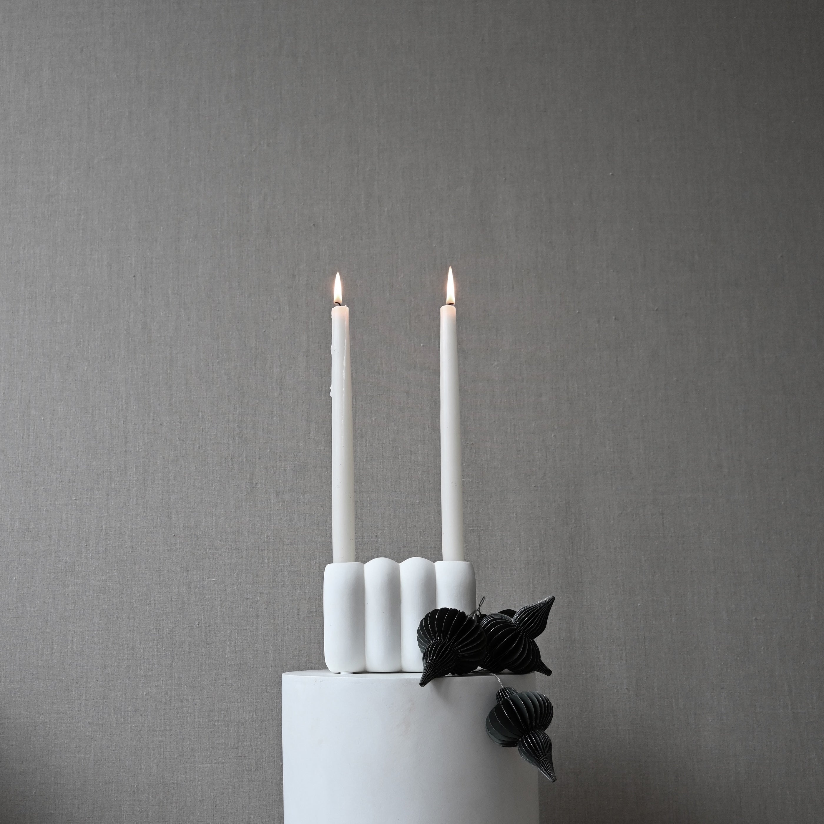 Tube Candle Holder, Mini - Bone  White