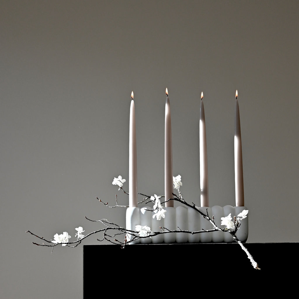 Tube Candle Holder, Big - Bone  White