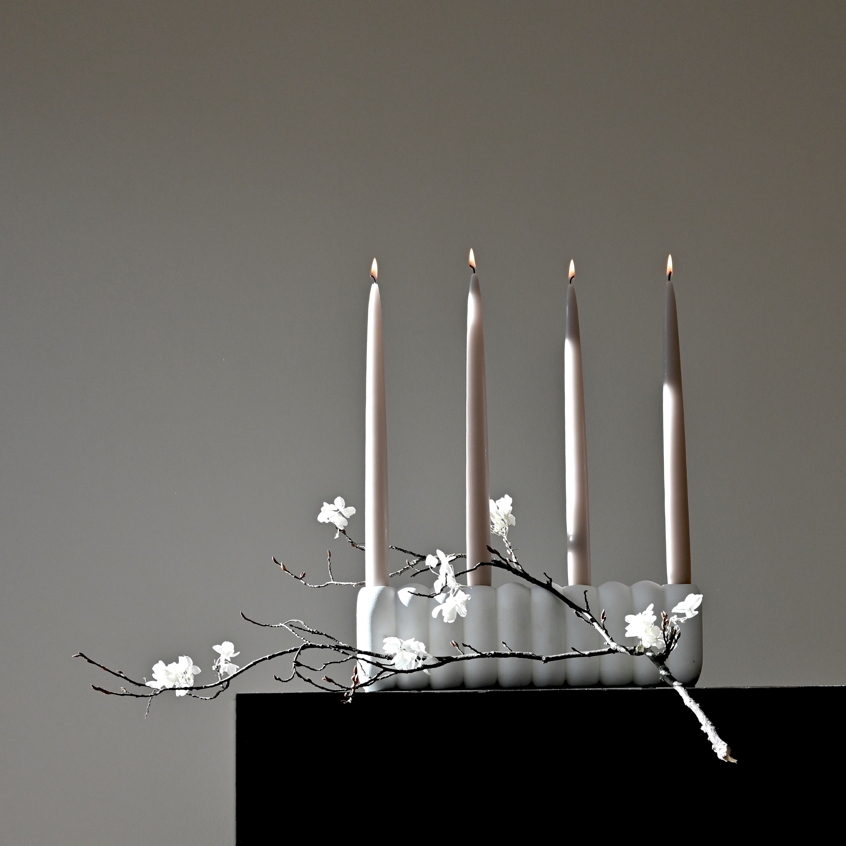 Tube Candle Holder, Big - Bone  White