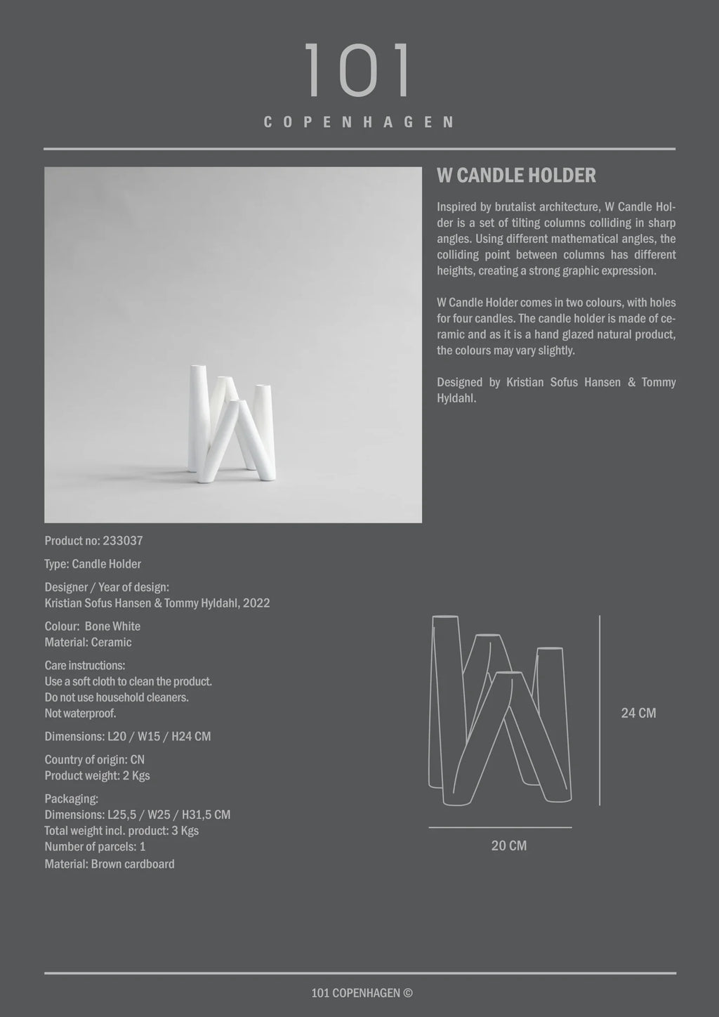 W Candle Holder - White