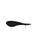 Modern black chair with a unique design on a white background
