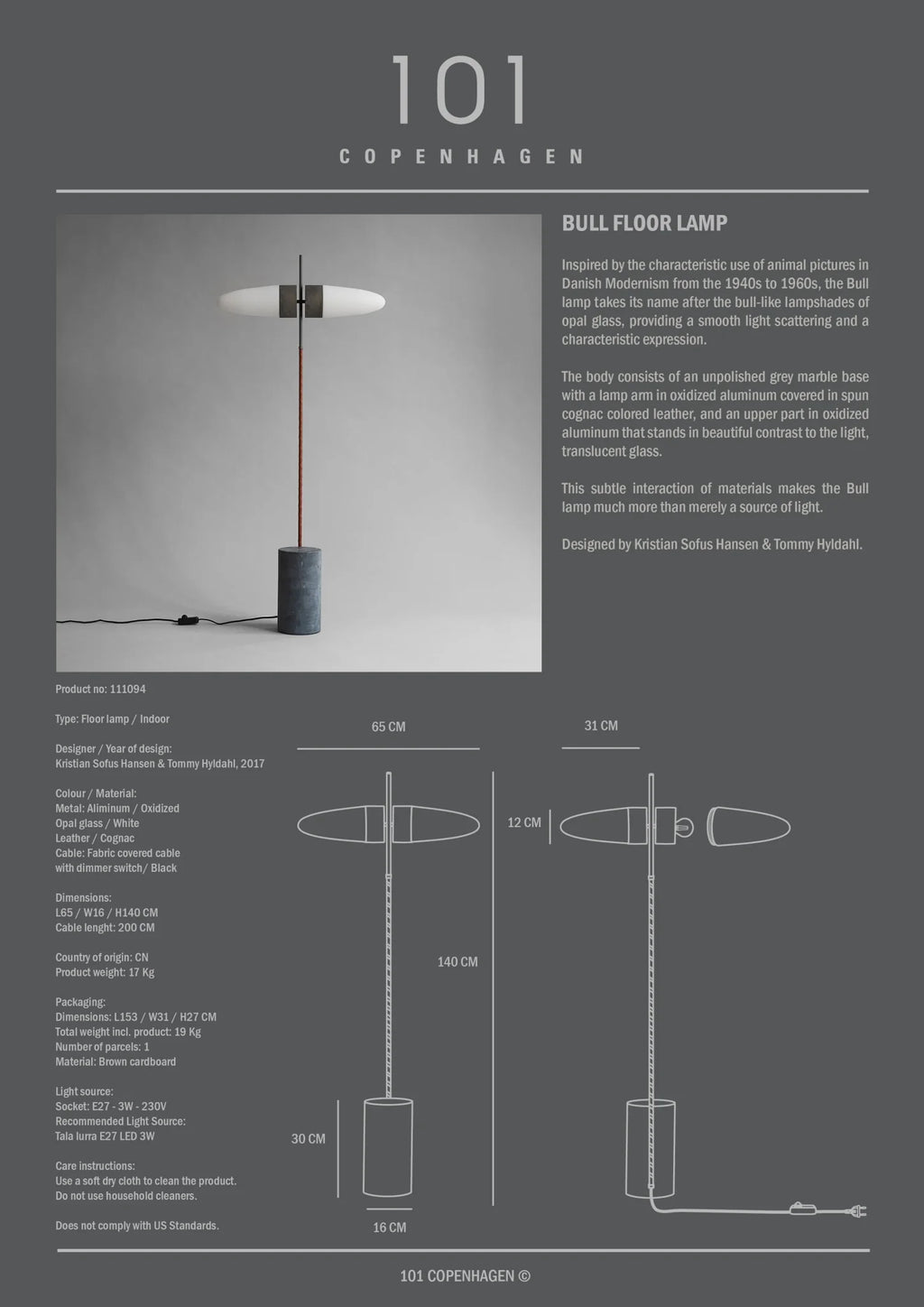 Bull Floor Lamp - Oxidized