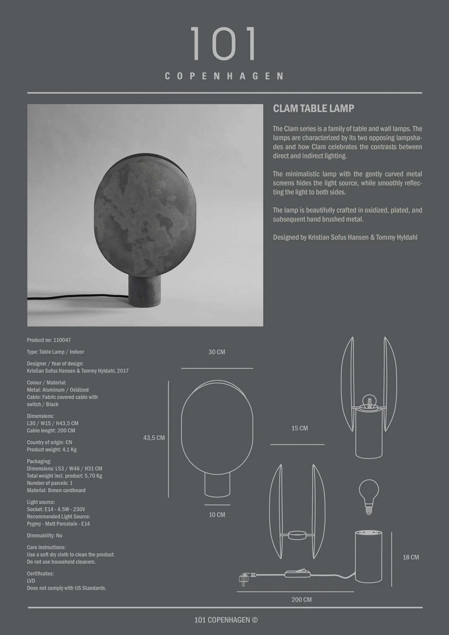 Clam Table Lamp - Oxidized