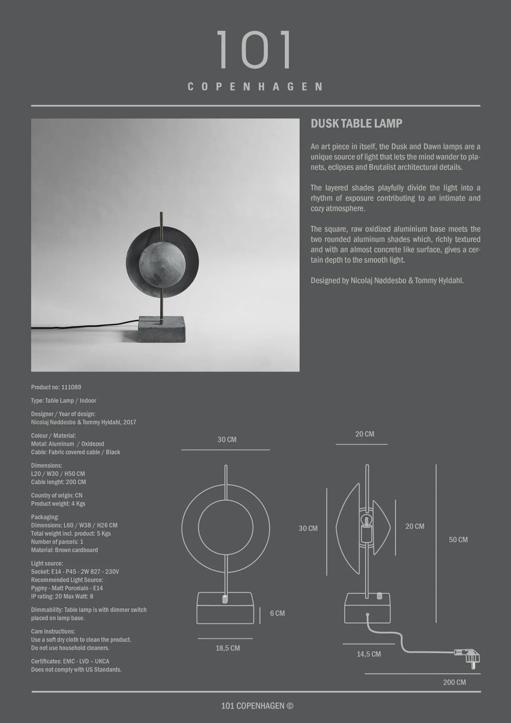 Dusk Table Lamp - Oxidized