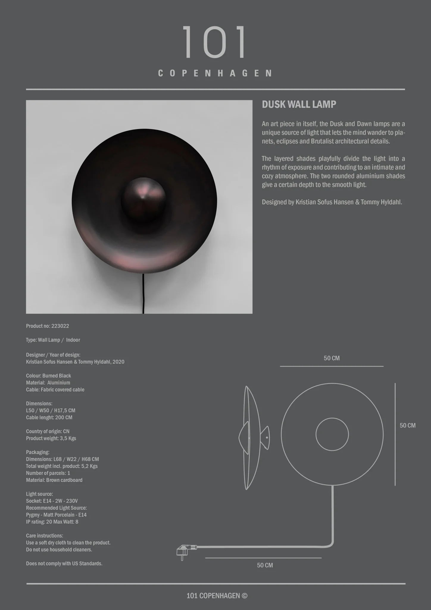 Dusk Wall Lamp - Burned Black