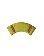 sofa bench with arc in lime green yellow print fabric with wooden design