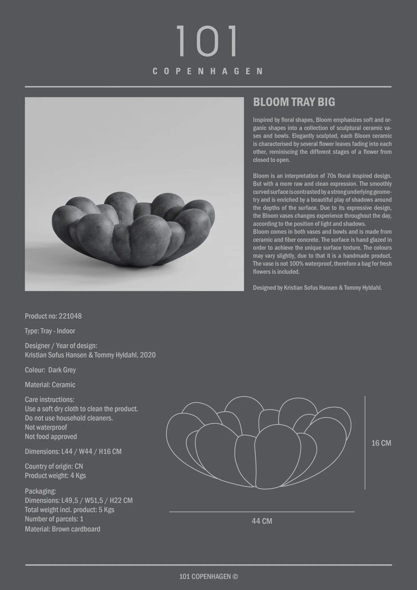 Bloom Tray, Big - Dark Grey