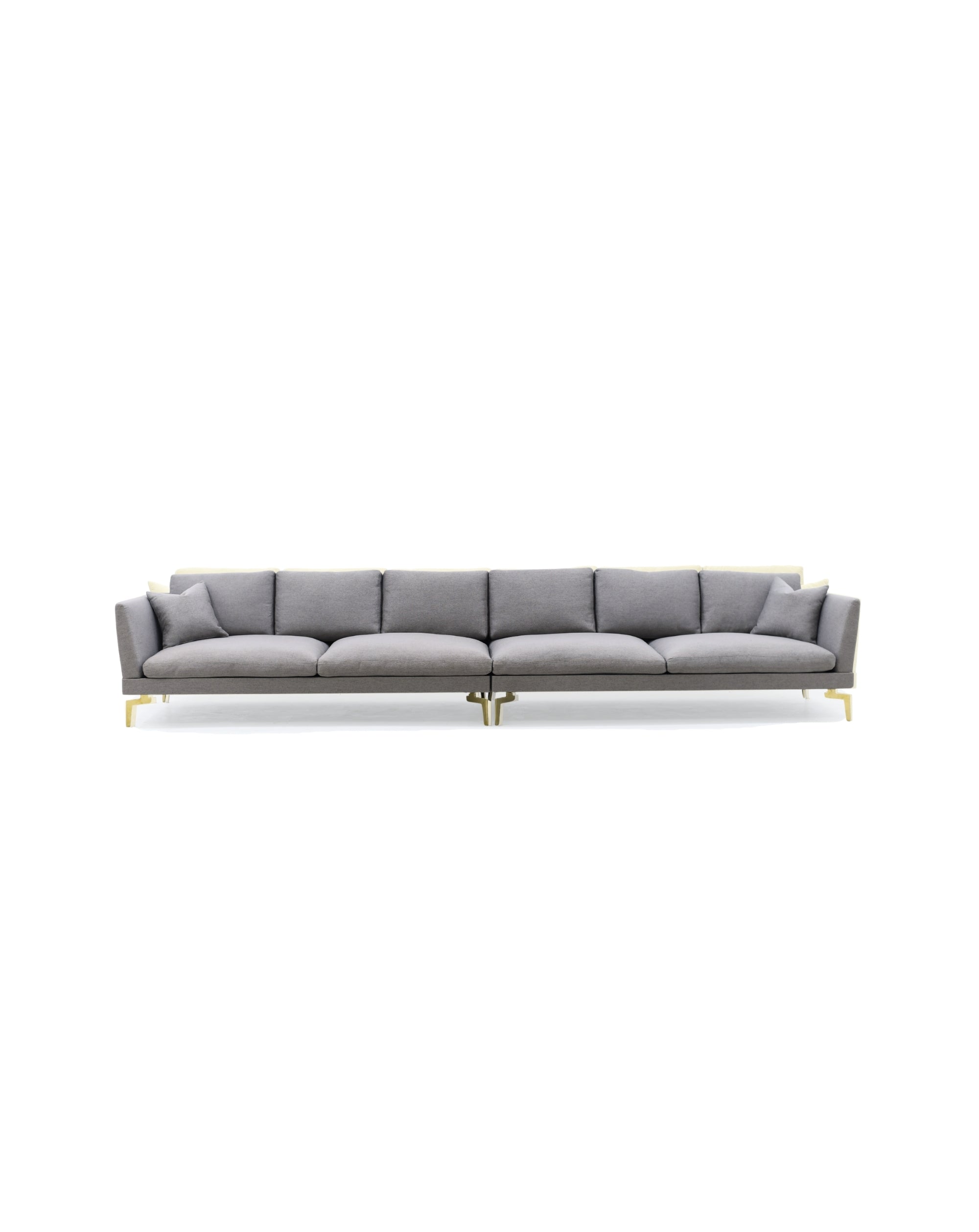 Long Gray sofa on a white background