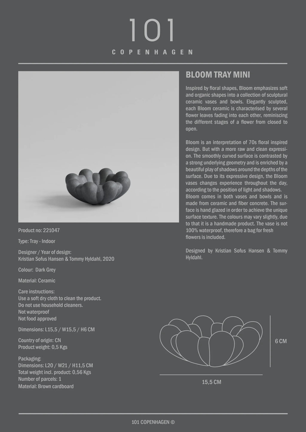 Bloom Tray, Mini - Dark Grey