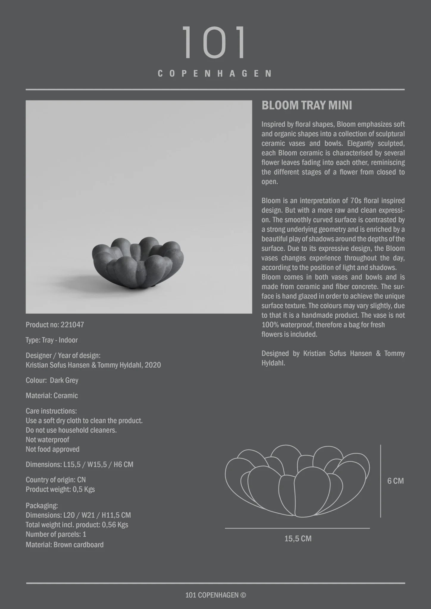 Bloom Tray, Mini - Dark Grey