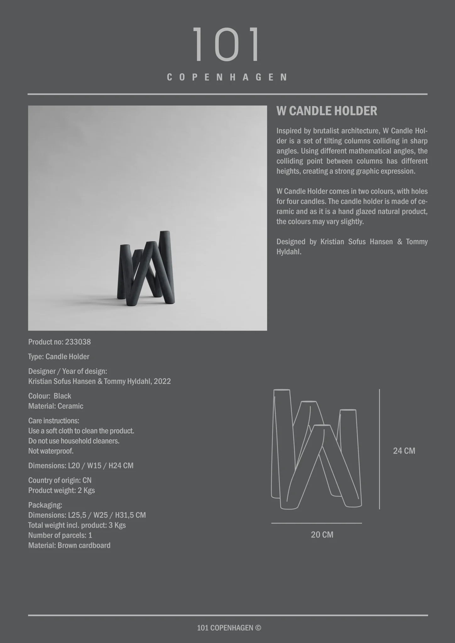 W Candle Holder - Black